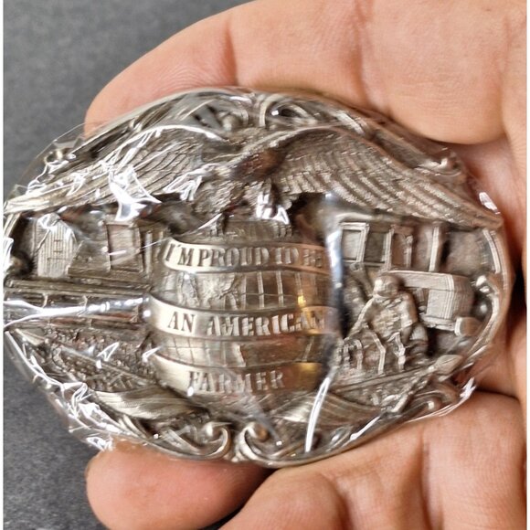 Bergamot Brass Works Other - VINTAGE I'M PROUD TO BE AN AMERICAN FARMER BELT BUCKLE